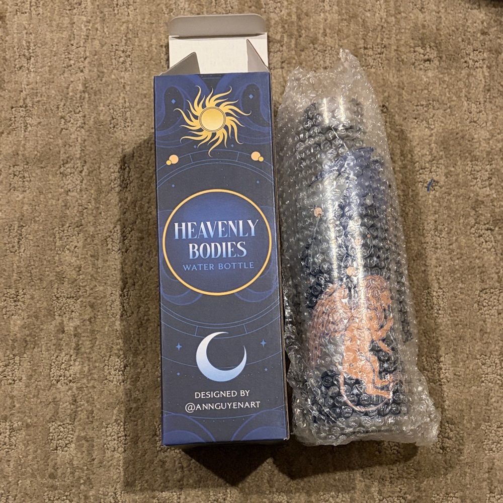 Fairyloot Heavenly Bodies Blue Water Bottle by @annguyenart